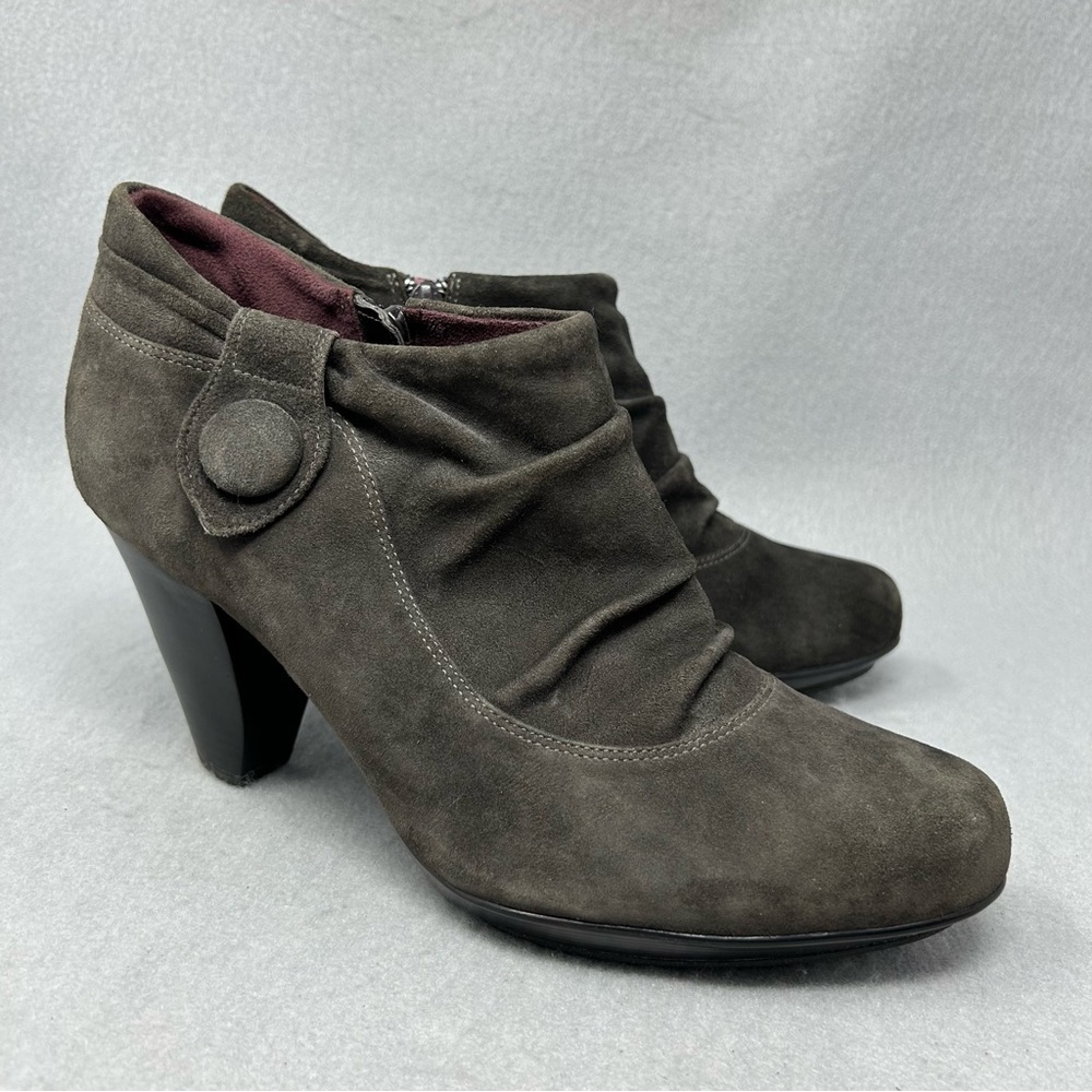 Indigo by Clarks Ankle Booties Gray Suede Women’s Size 8.5